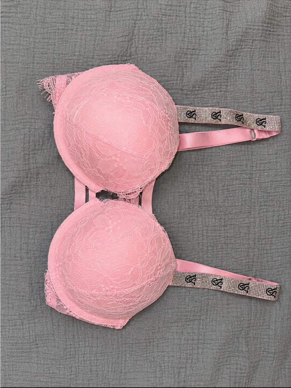 Victoria's Secret Pink Lace Push-Up Bra with Branded Straps